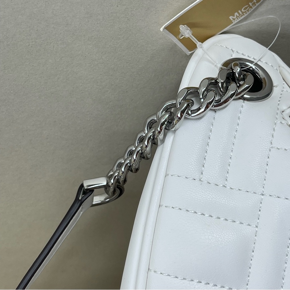 (new+tag) Michael Kors large belt bag women quilted leather optic white - Picture 5 of 11